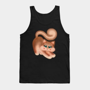 Red Hair Cat Stretching Tank Top